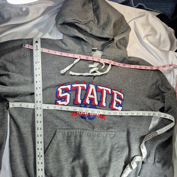 Vintage MV Sport Pro-Weave Minnesota Alpine Skiing State Hoodie Gray Large - Picture 8 of 11